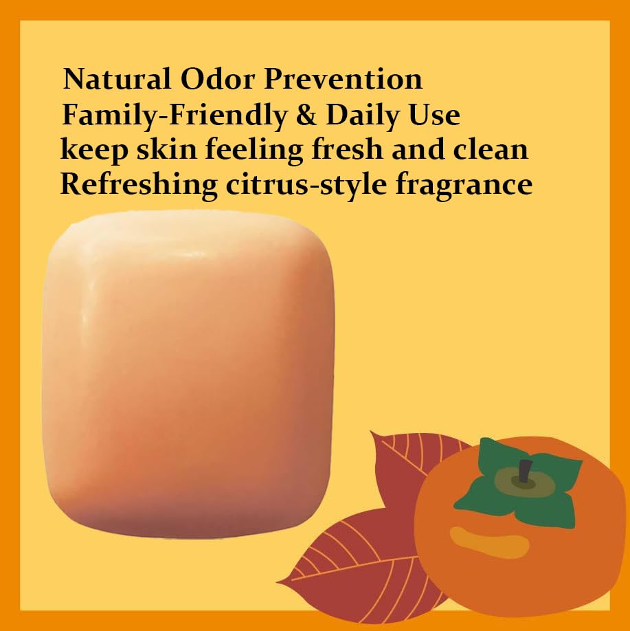 HAMMOCK IN THE HEATHER Japanese Persimmon Soap Natural Odor-Preventing Soap, Gentle Cleansing for Sensitive Skin, Family Daily Use, Refreshing Citrus Scent, 80g x 2 Bars (Regular)